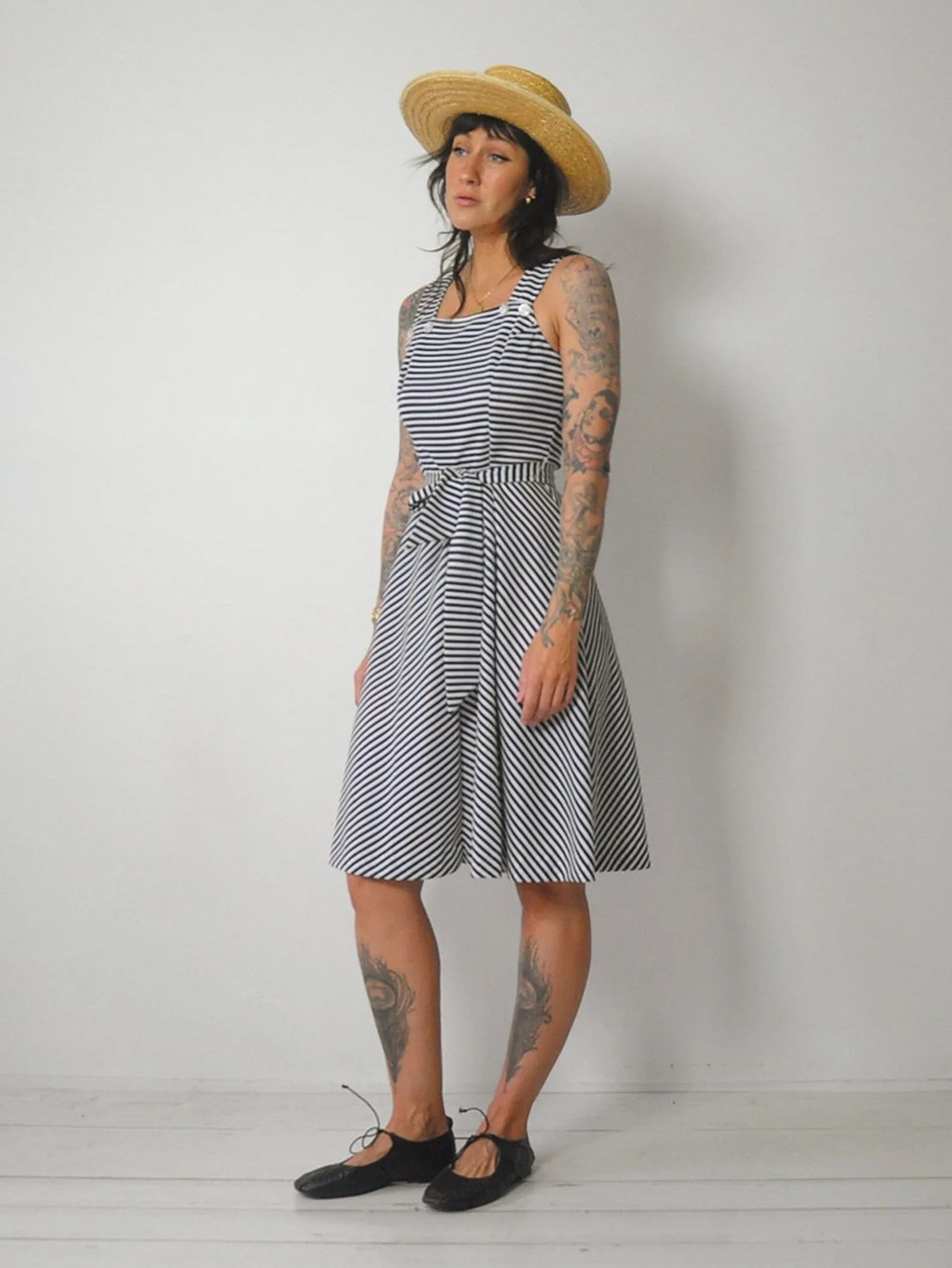 1970's Navy Striped Sundress