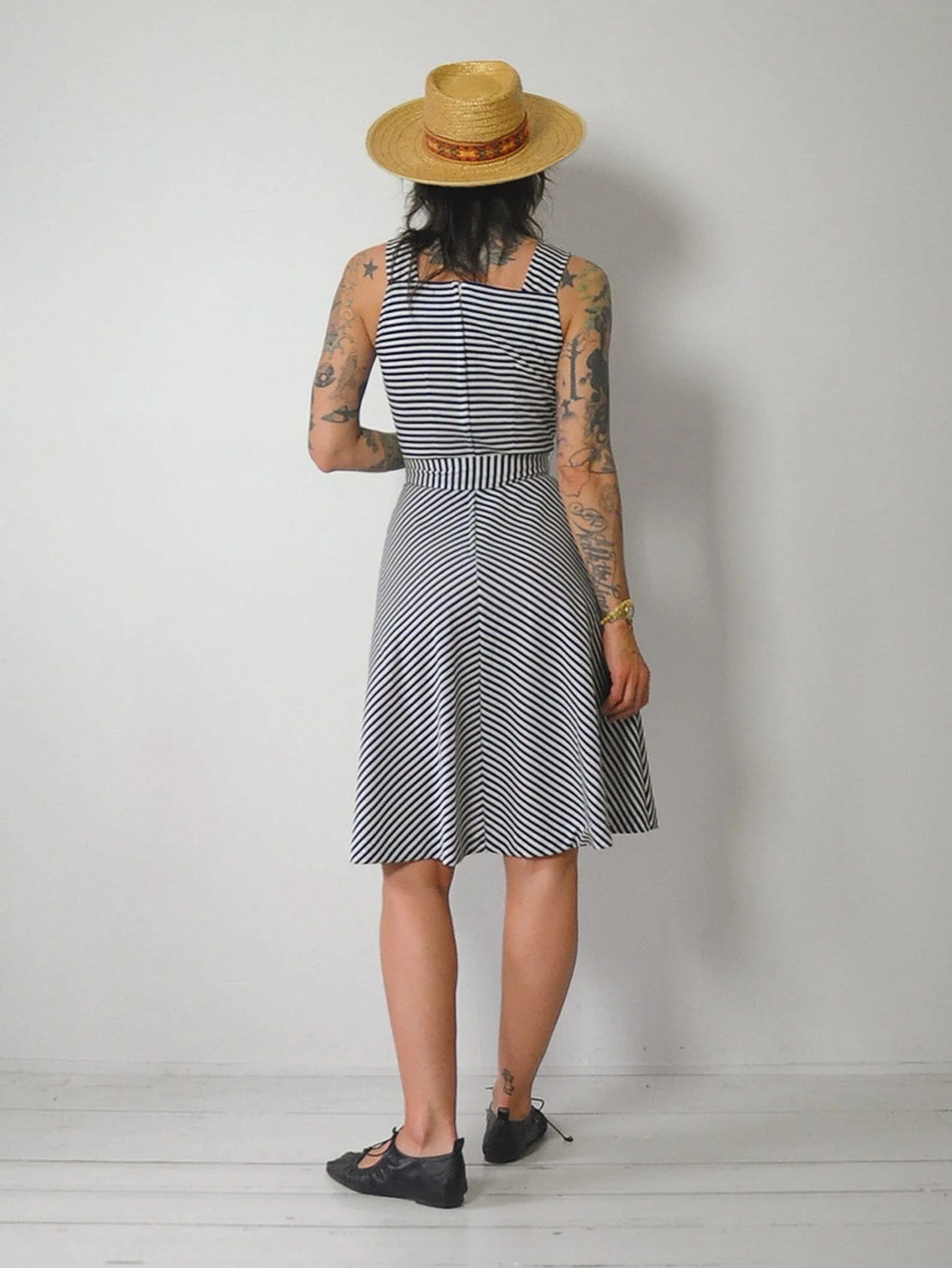 1970's Navy Striped Sundress