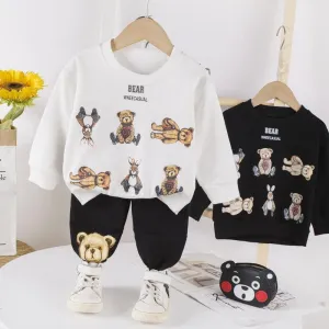 2-piece Cartoon Design Sweatshirts & Pants for Children Boy