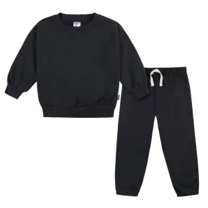 2-Piece Infant & Toddler Neutral Black Sweatshirt & Pant Set