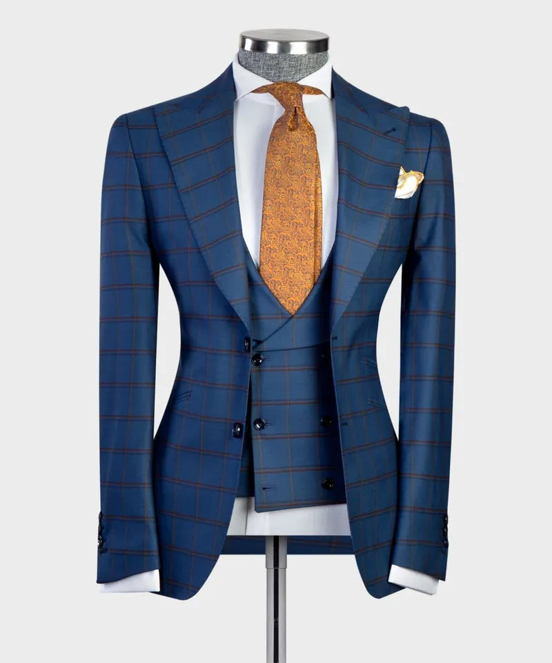 3 pieces Men’s Blue Strip Suit