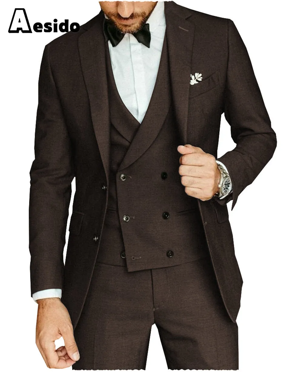 3 Pieces Mens Suit Flat Notch Lapel Blazer For Wedding (Blazer vest Pants)