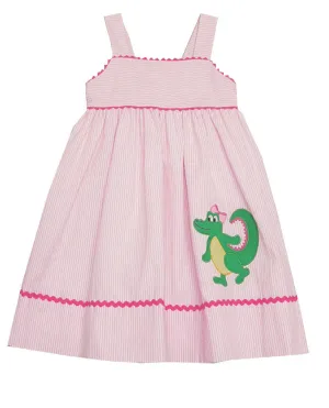 Alligator applique girl's sundress