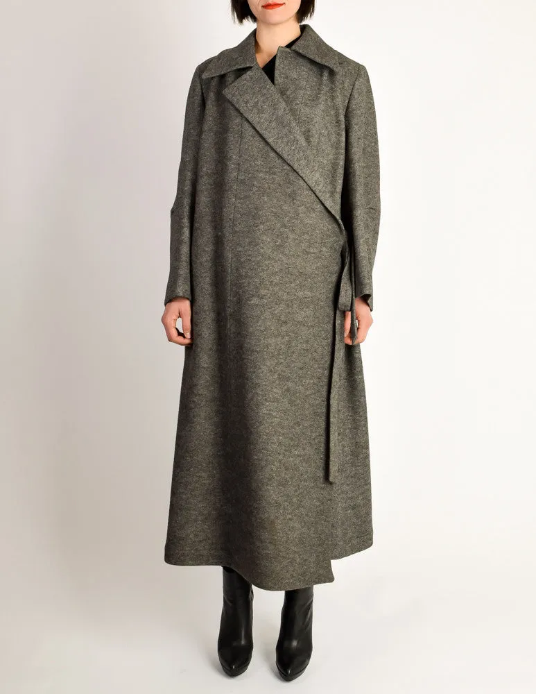 Ann Demeulemeester Vintage Grey Felted Wool Wrap Coat