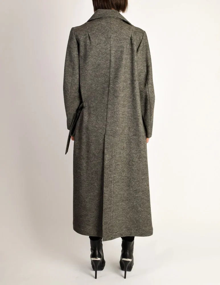 Ann Demeulemeester Vintage Grey Felted Wool Wrap Coat