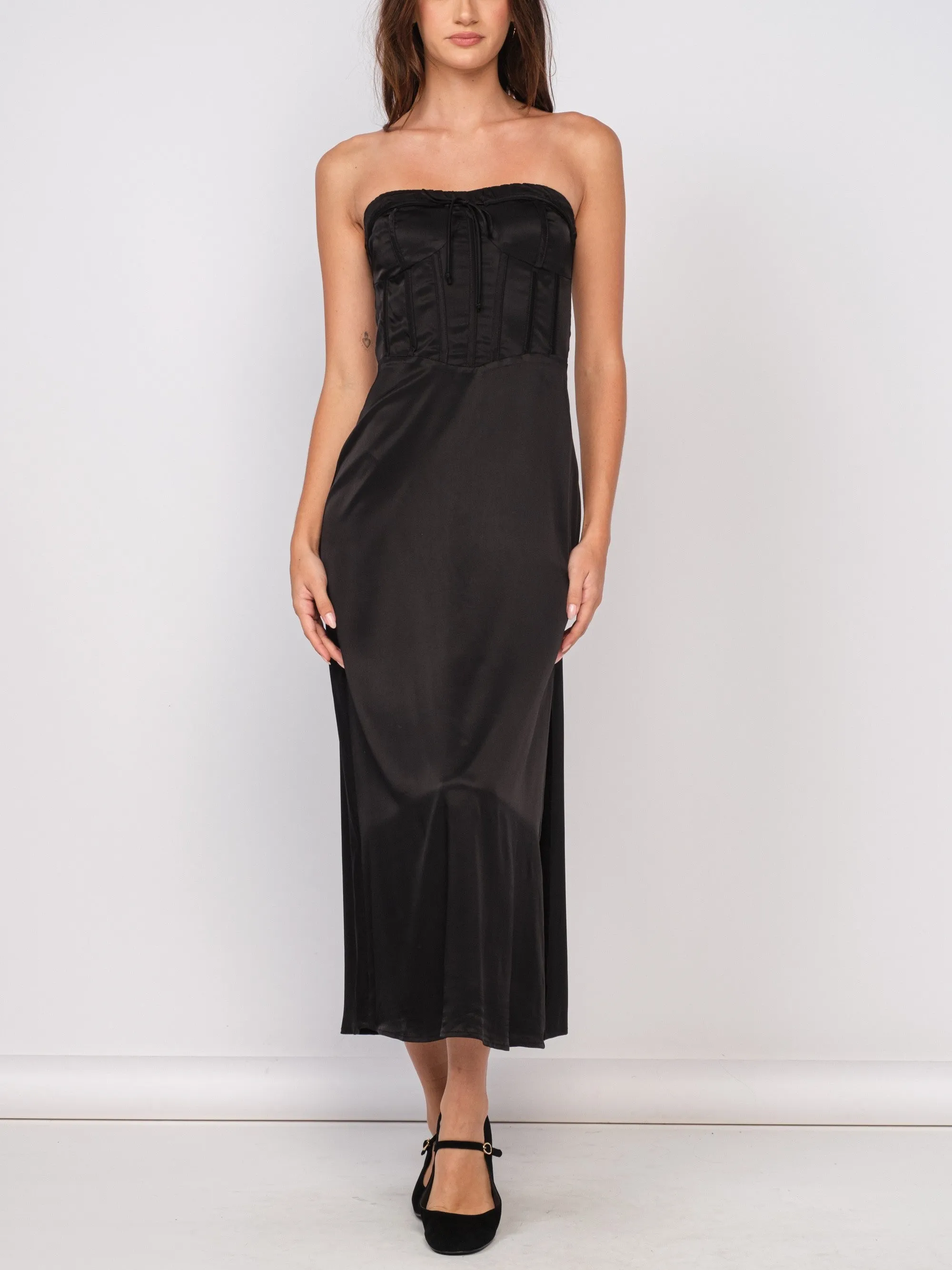 Ava Corset Satin Maxi Dress