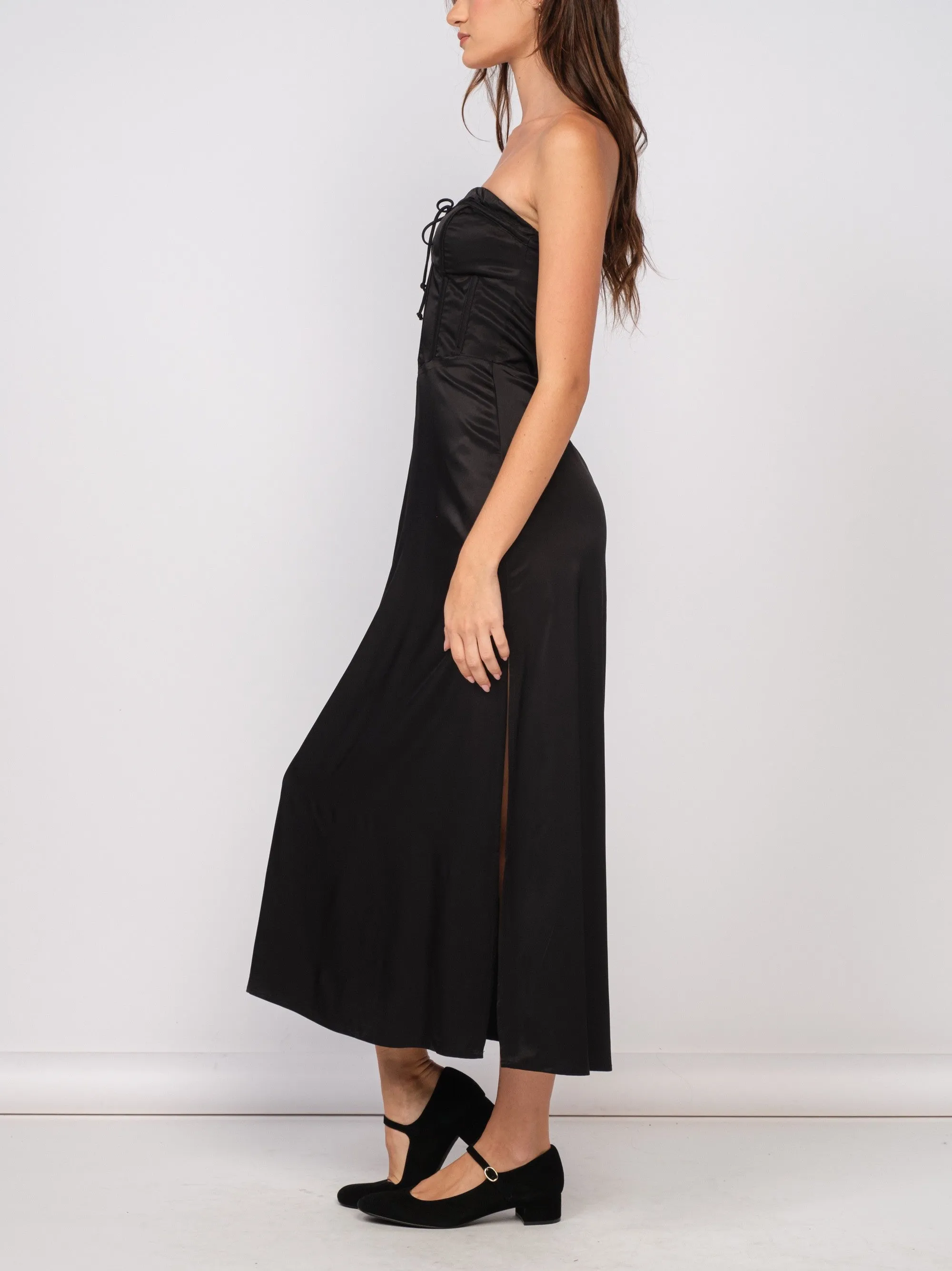 Ava Corset Satin Maxi Dress