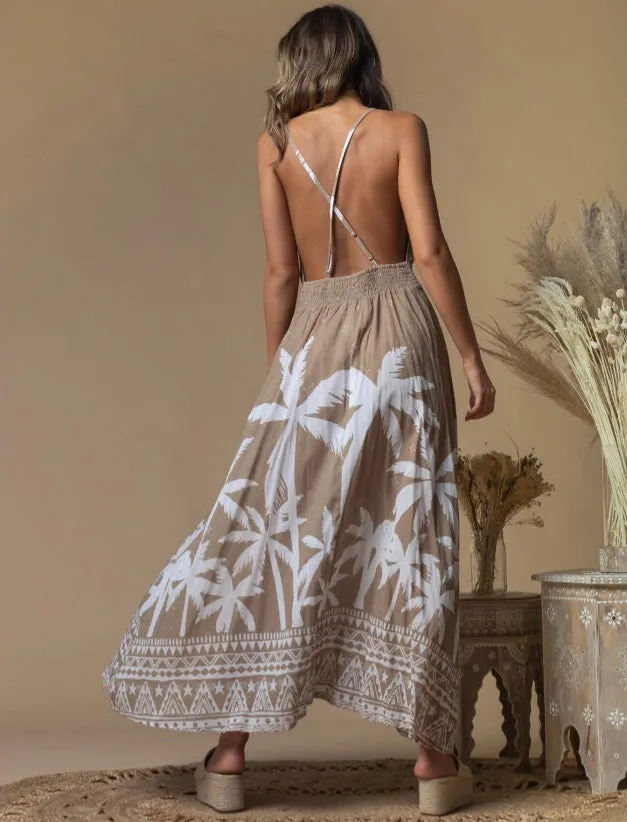 Beige Print Maxi