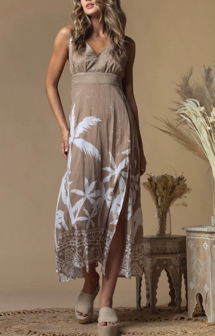 Beige Print Maxi