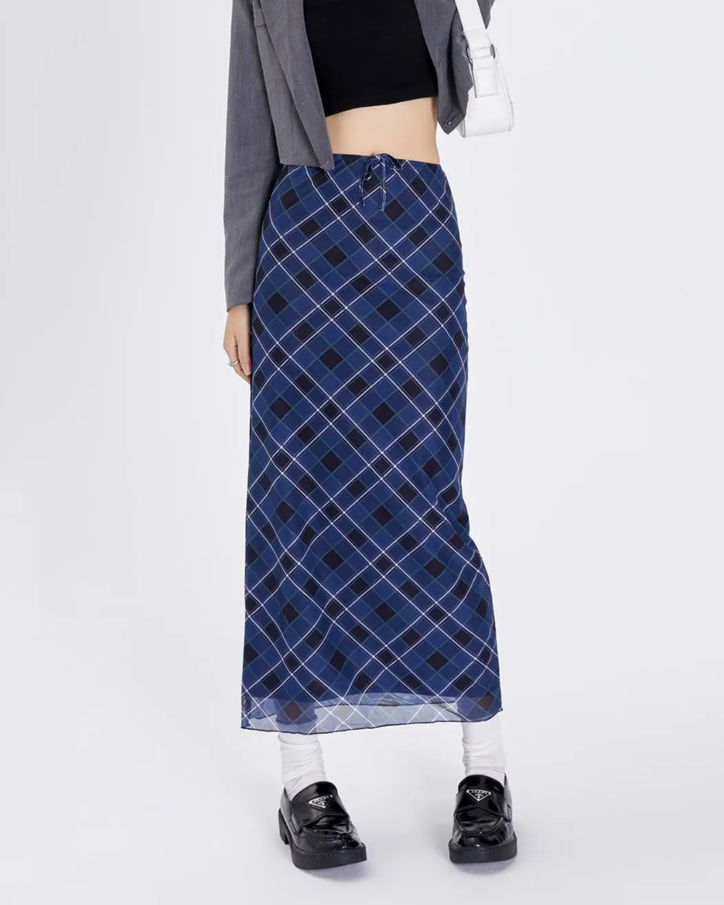 Best In Class Plaid Maxi Skirt in Blue