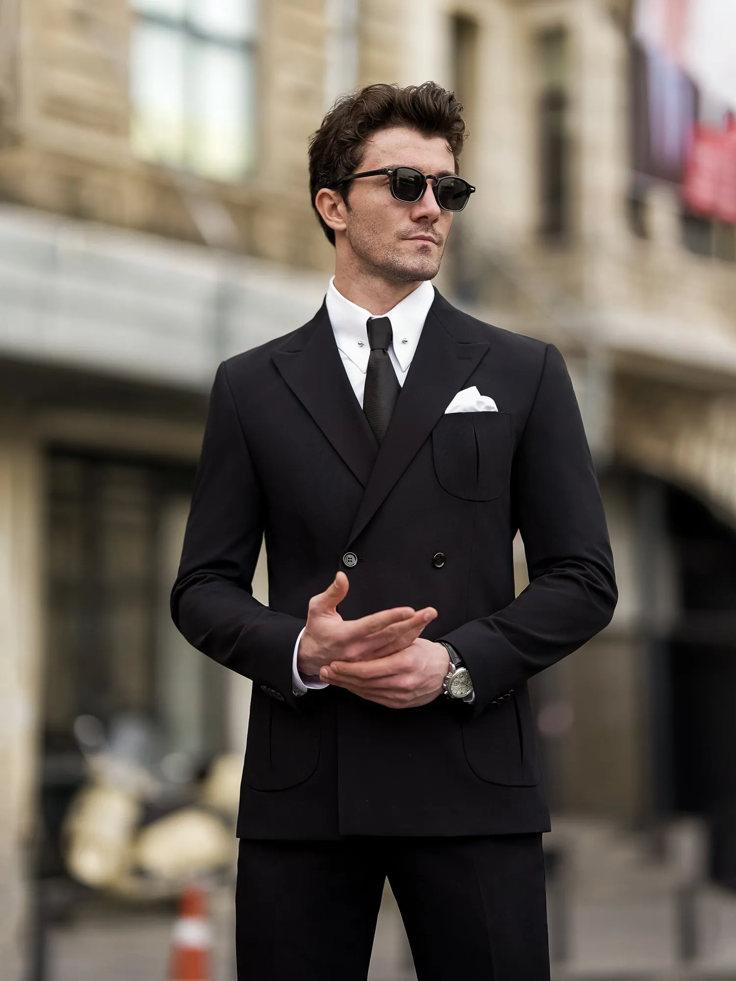 Black Double Breasted Suit 2-Piece