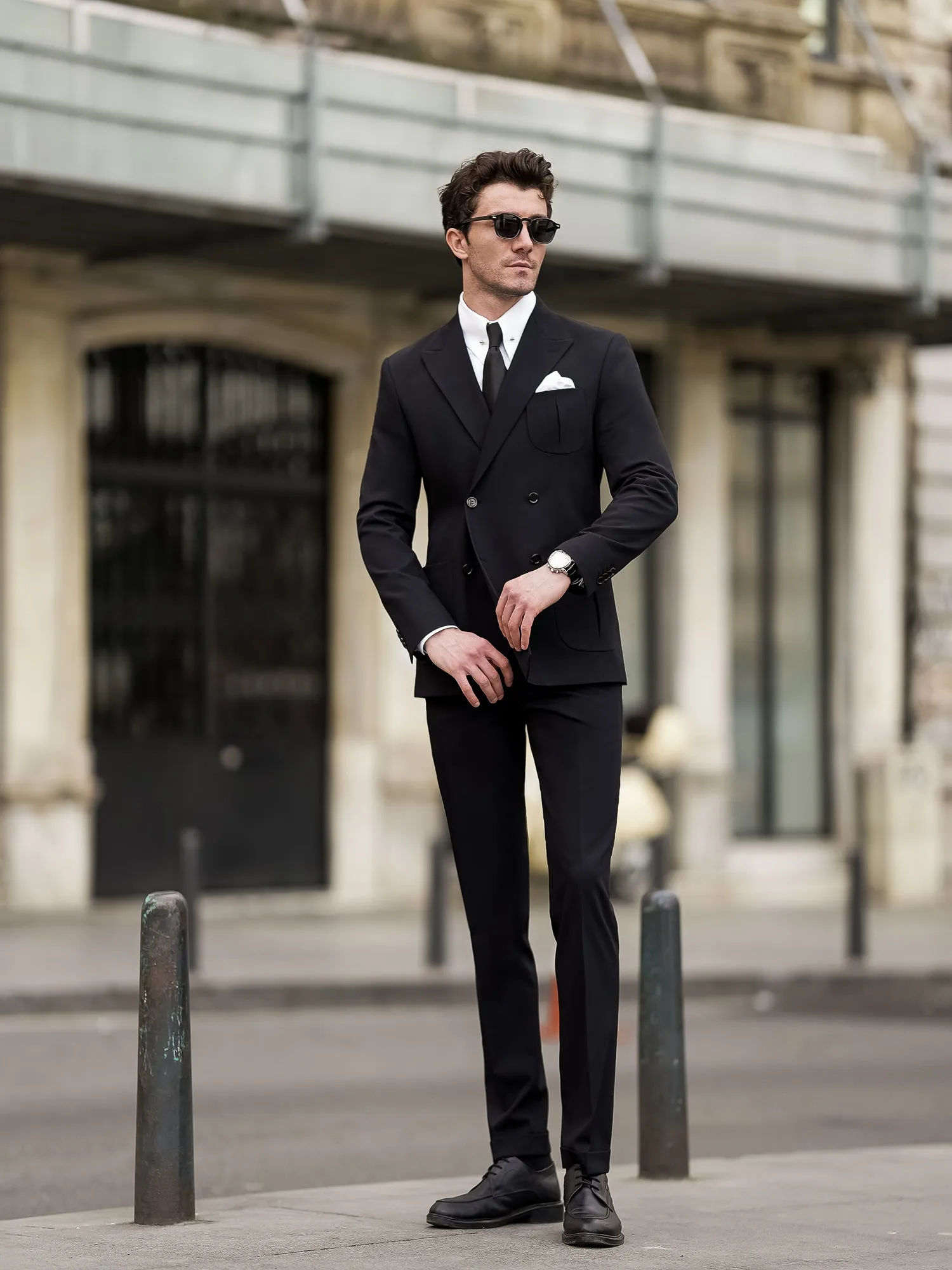 Black Double Breasted Suit 2-Piece