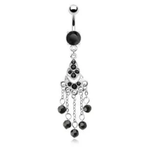 Black Gemmed Chandelier Belly Ring