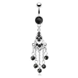 Black Gemmed Chandelier Belly Ring