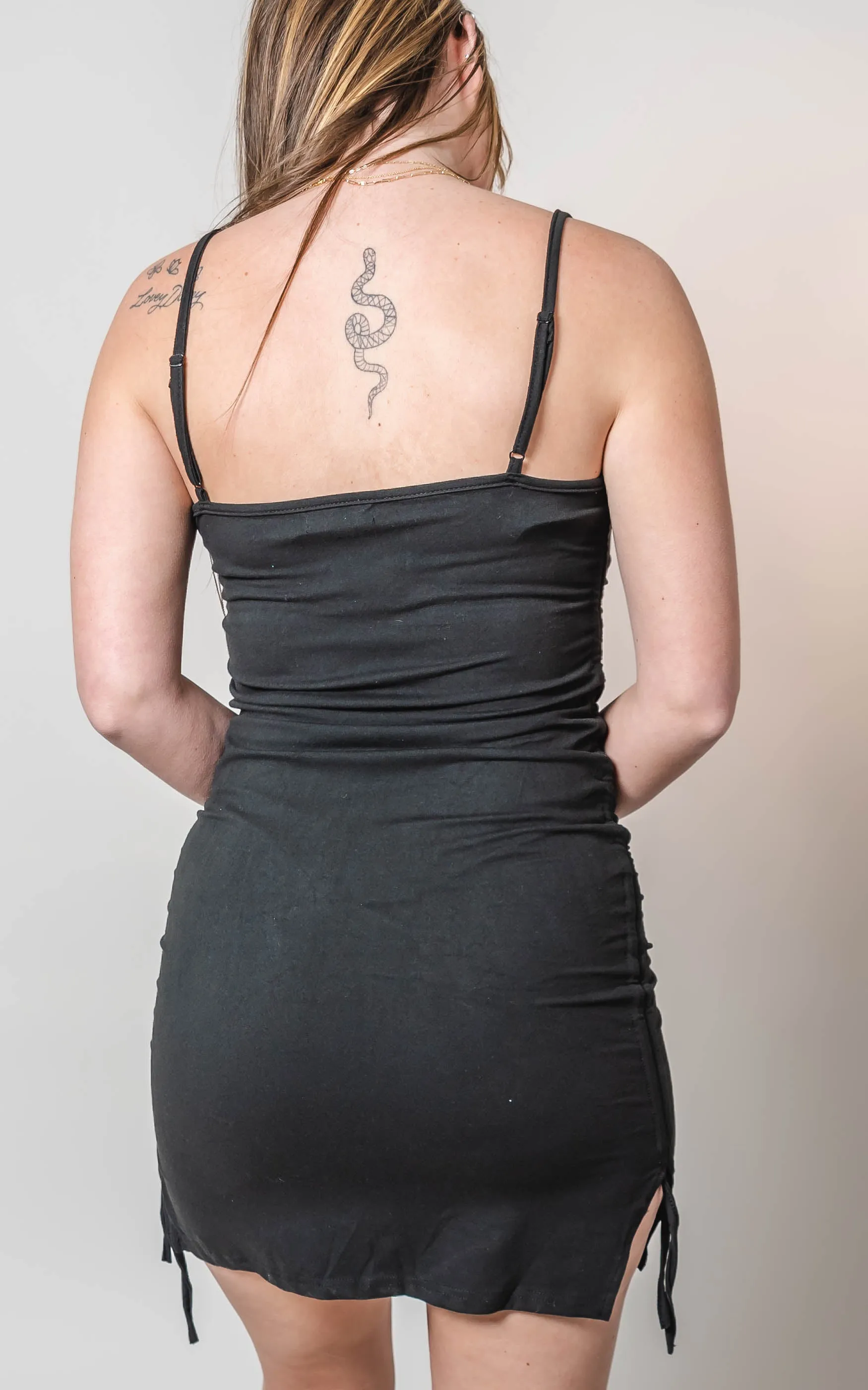 Black Ruched Bodycon Dress - Final Sale