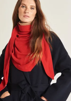 Cashmere Triangle Scarf in Postbox Red