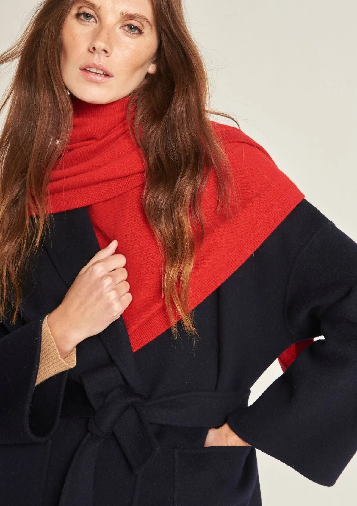 Cashmere Triangle Scarf in Postbox Red