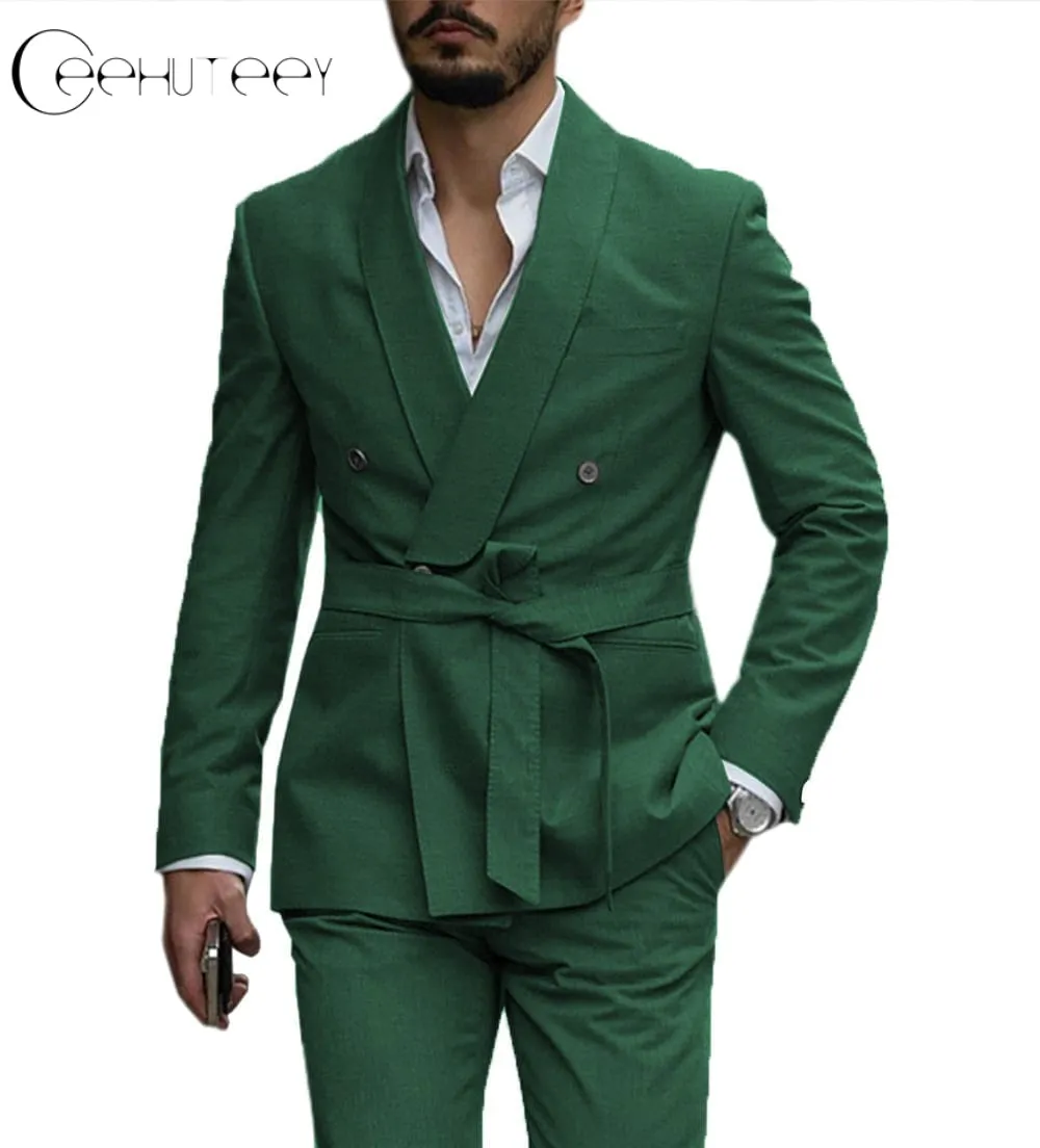 Casual Mens Suit Double Breasted Shawl Lapel 2 Pieces (Blazer Pants)