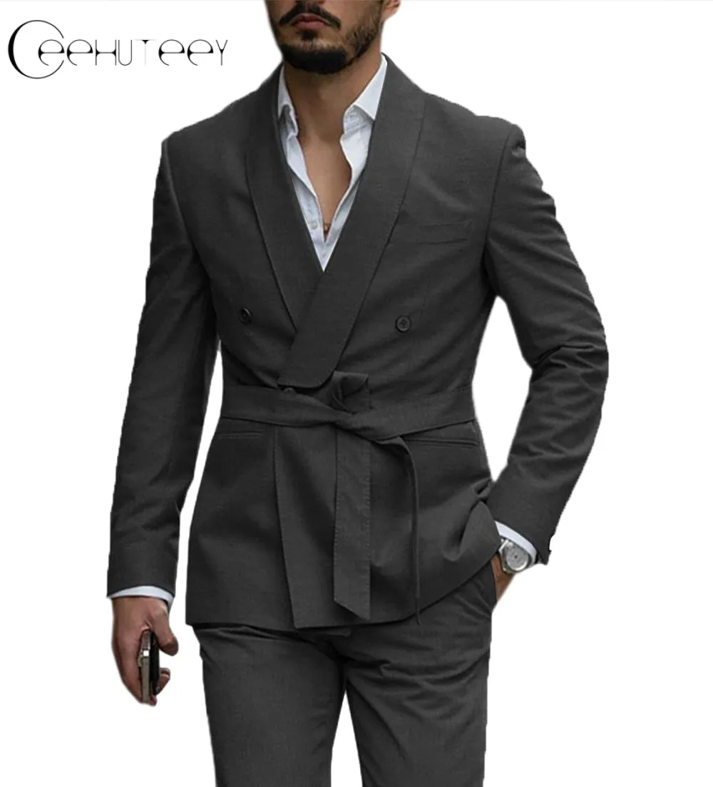 Casual Mens Suit Double Breasted Shawl Lapel 2 Pieces (Blazer Pants)