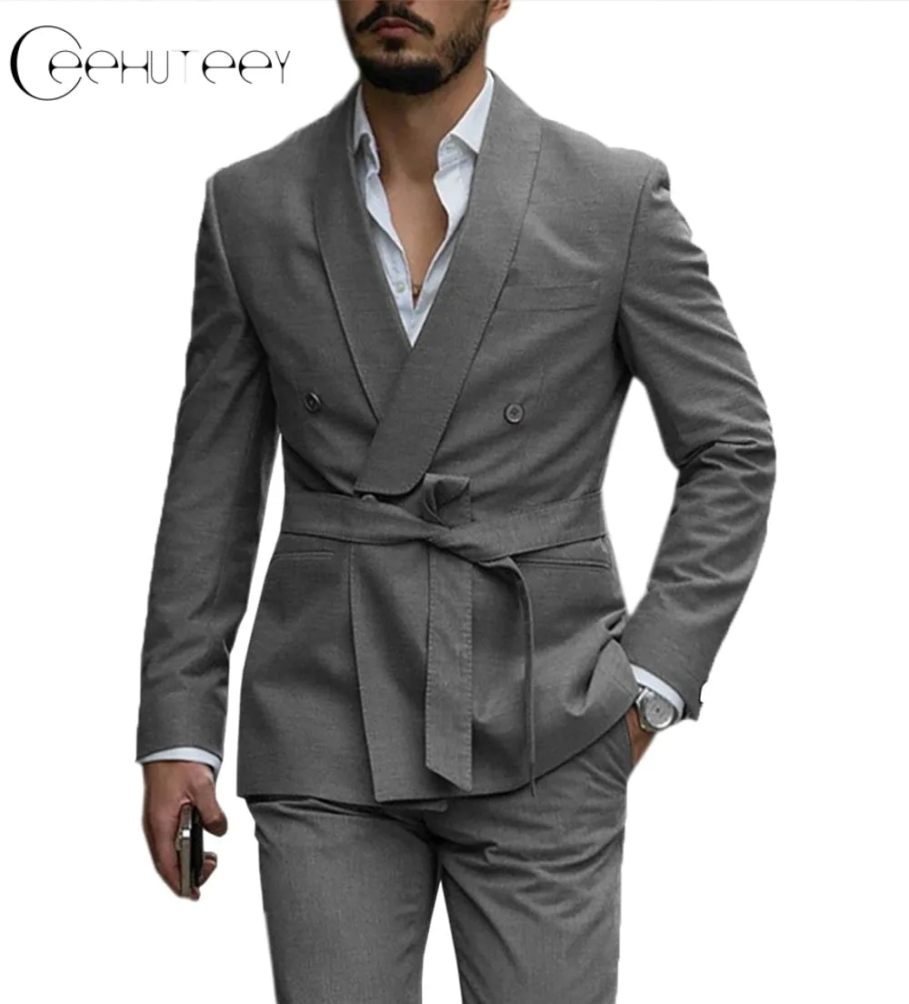 Casual Mens Suit Double Breasted Shawl Lapel 2 Pieces (Blazer Pants)