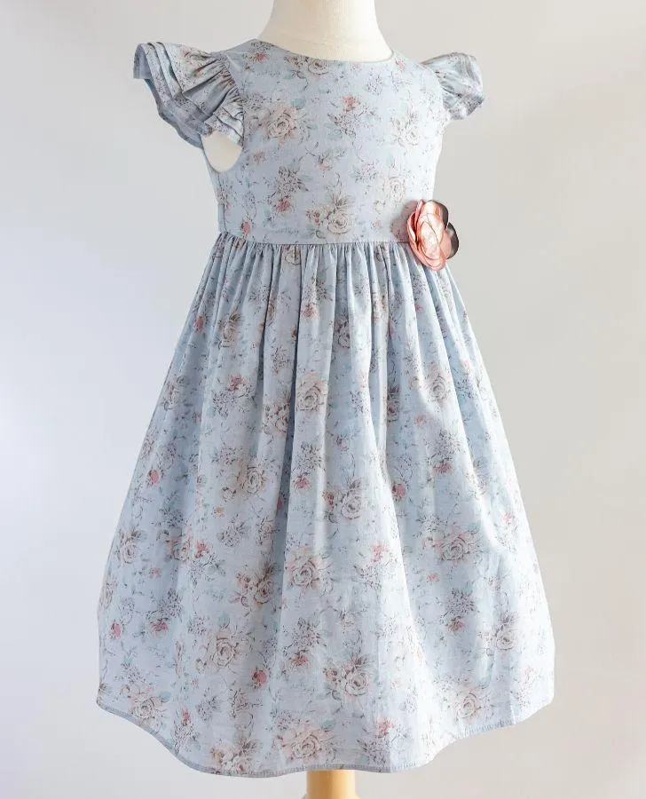 Chambray Floral Toddler Dress