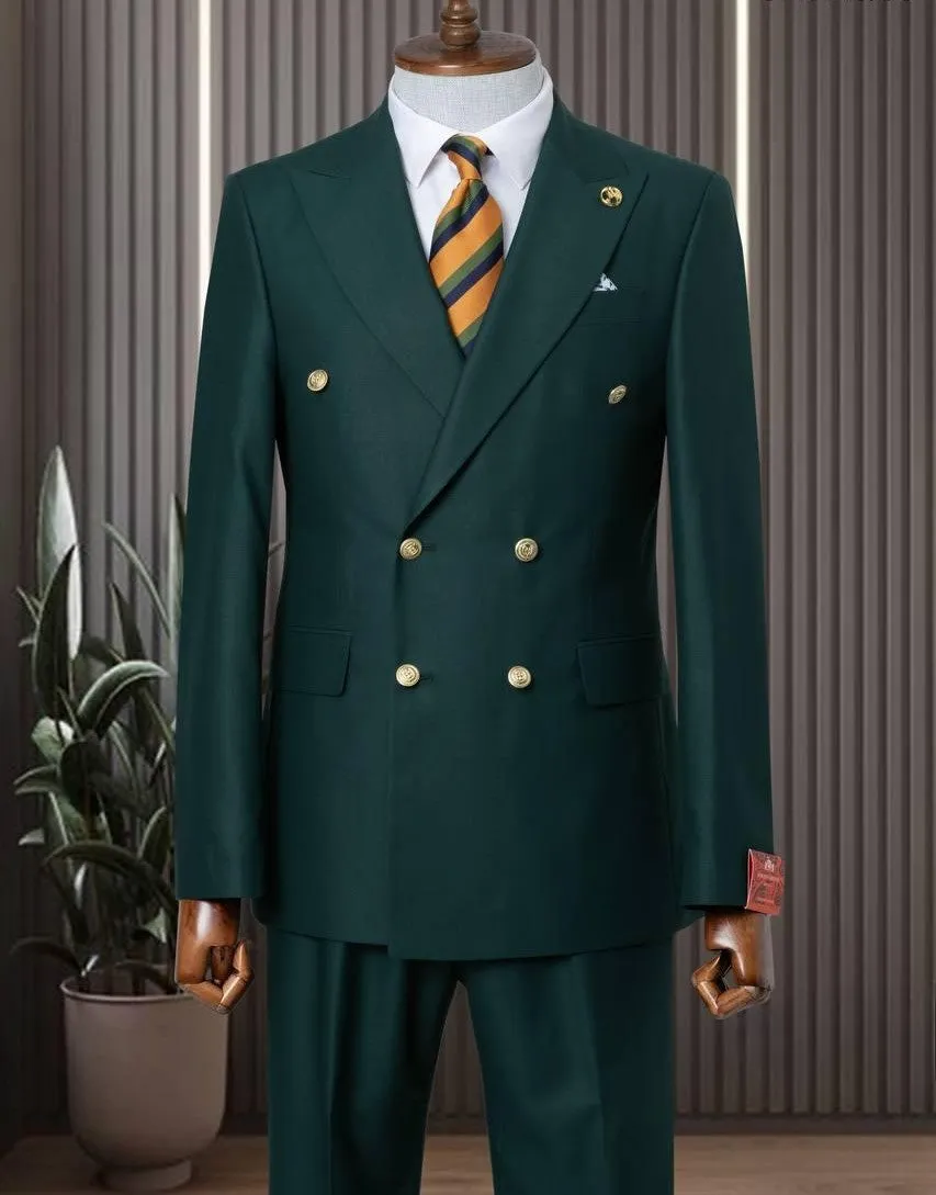 Classic Dark Green Double Breasted Suit