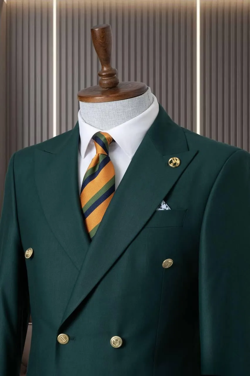 Classic Dark Green Double Breasted Suit