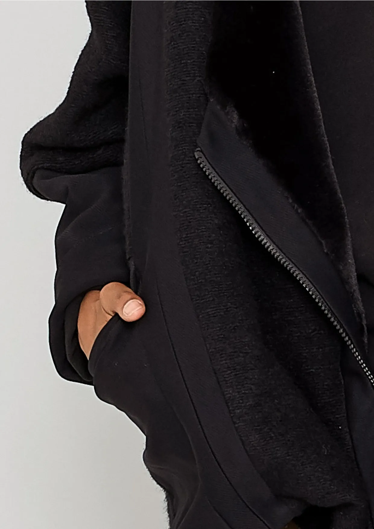 COAT ZIP - WOOL BLEND black