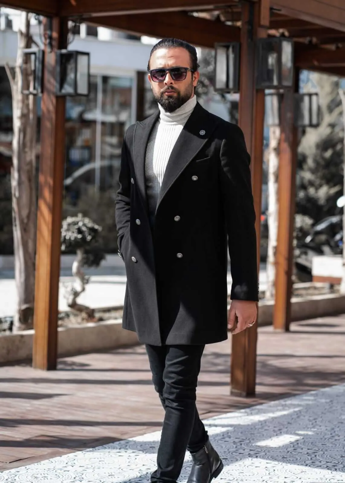 Colden Black Wool Coat