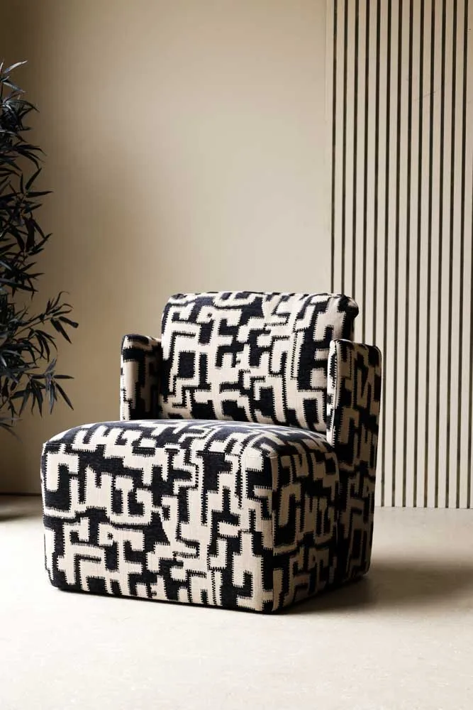 Fabulous Monochrome Pattern Club Chair