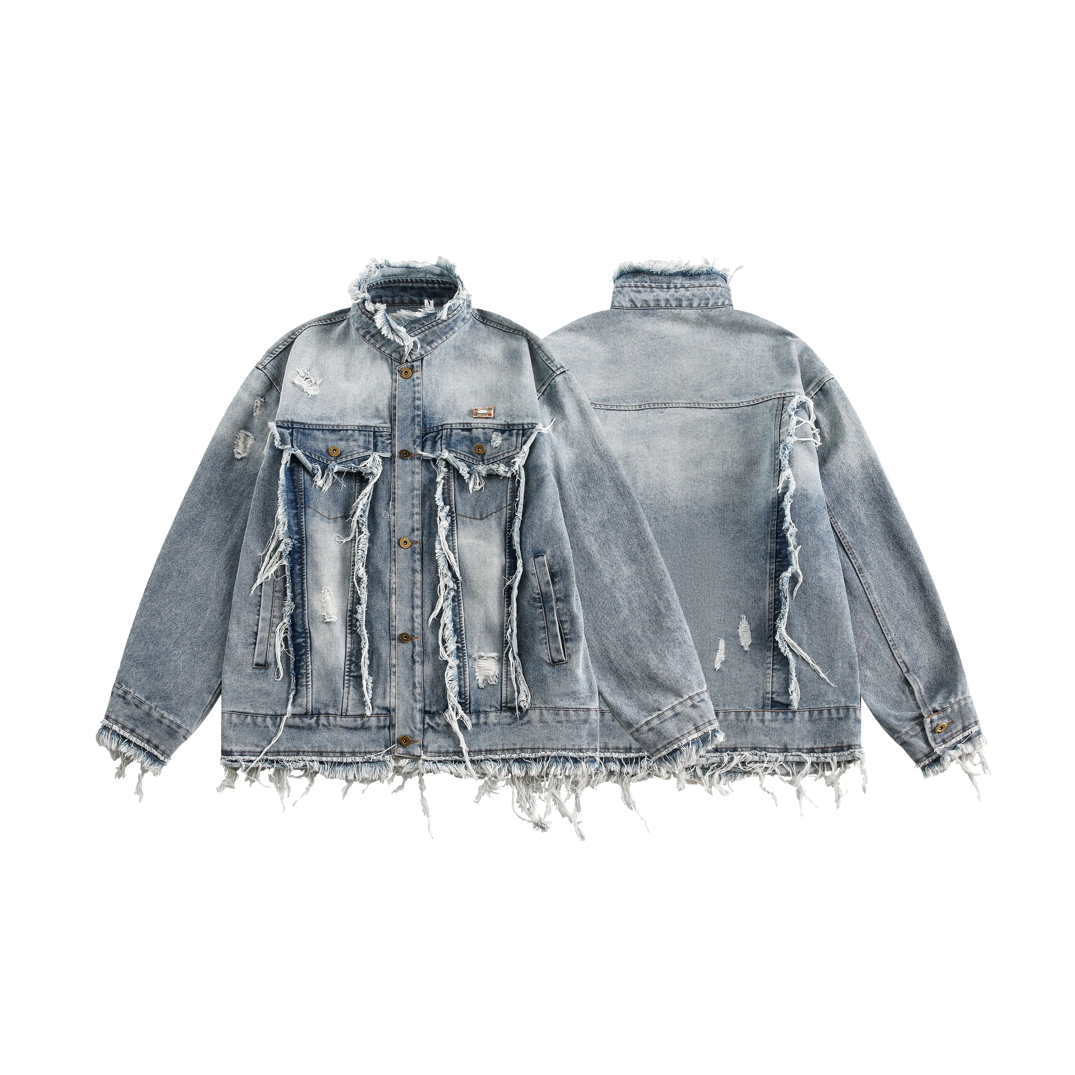 Faire Echo Vintage Washed Fringe Flight Jacket