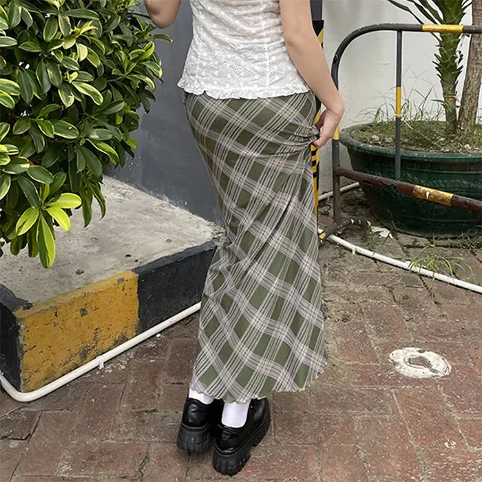 Fairycore Plaid Maxi Skirt