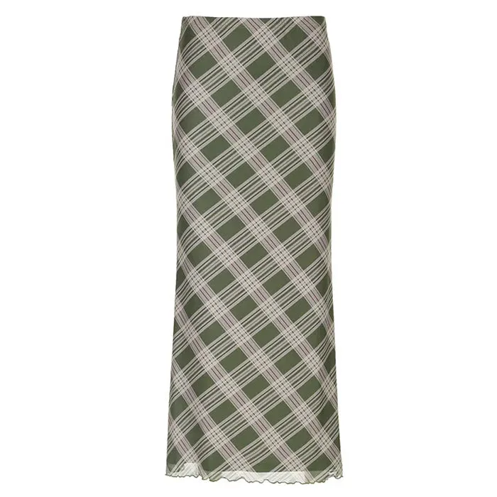 Fairycore Plaid Maxi Skirt