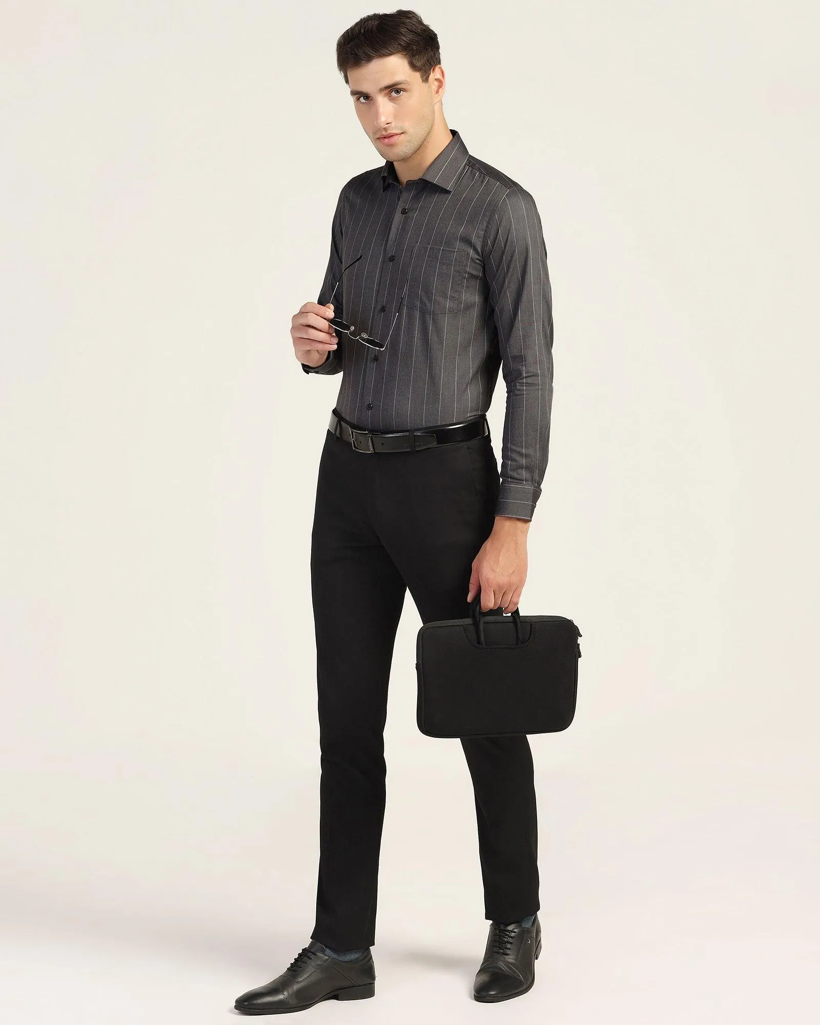 Formal Black Stripe Shirt - Orbit