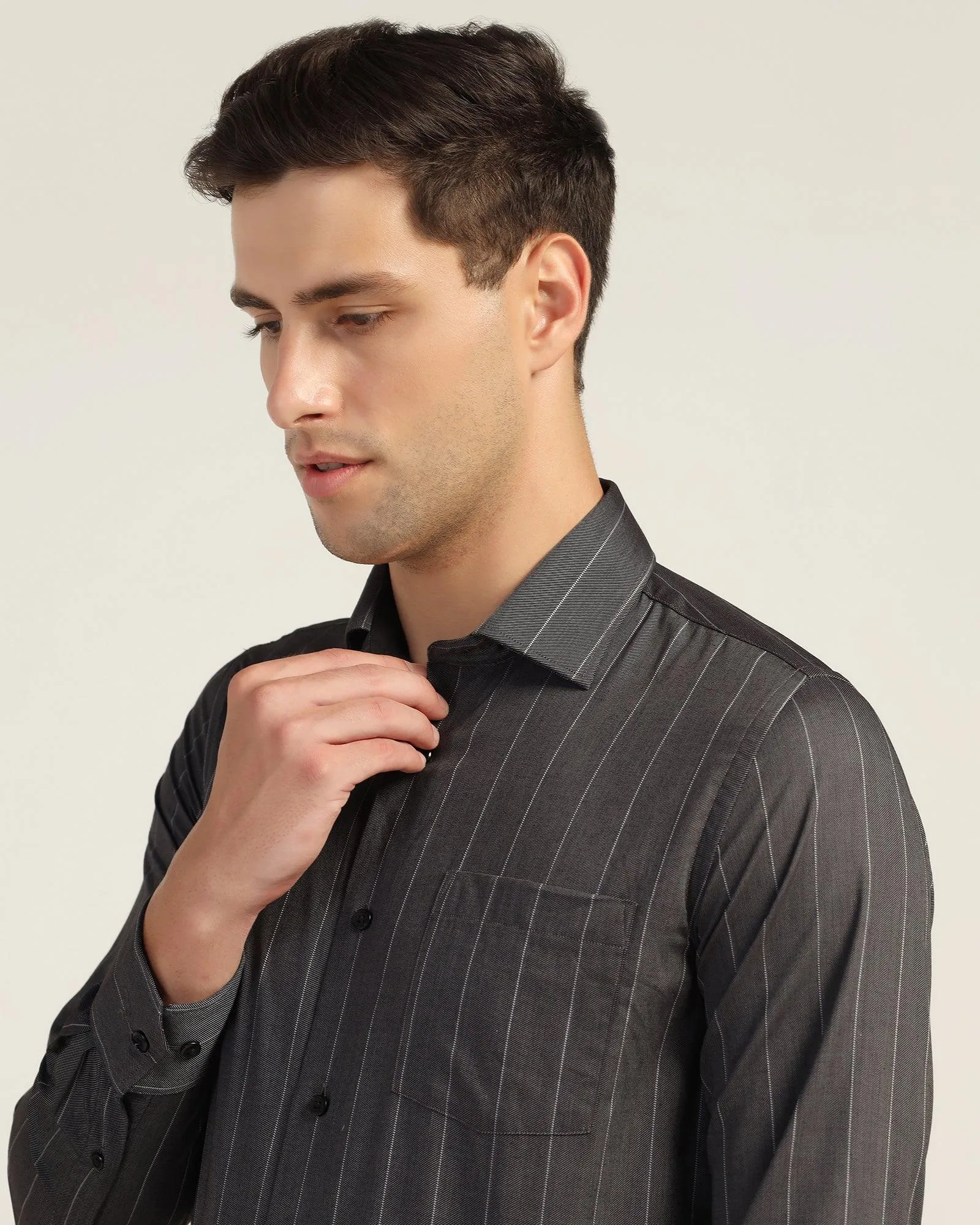 Formal Black Stripe Shirt - Orbit