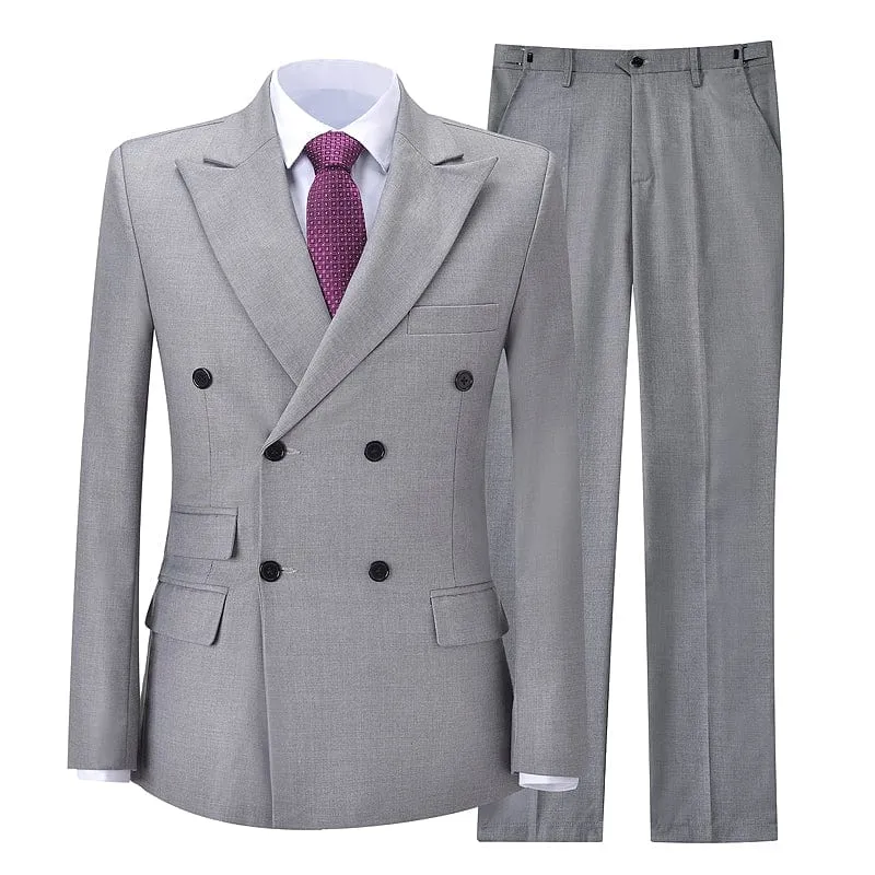 Formal Men's Suit Double Breasted 2 Piece Business Tuxedos (Blazer Pants)