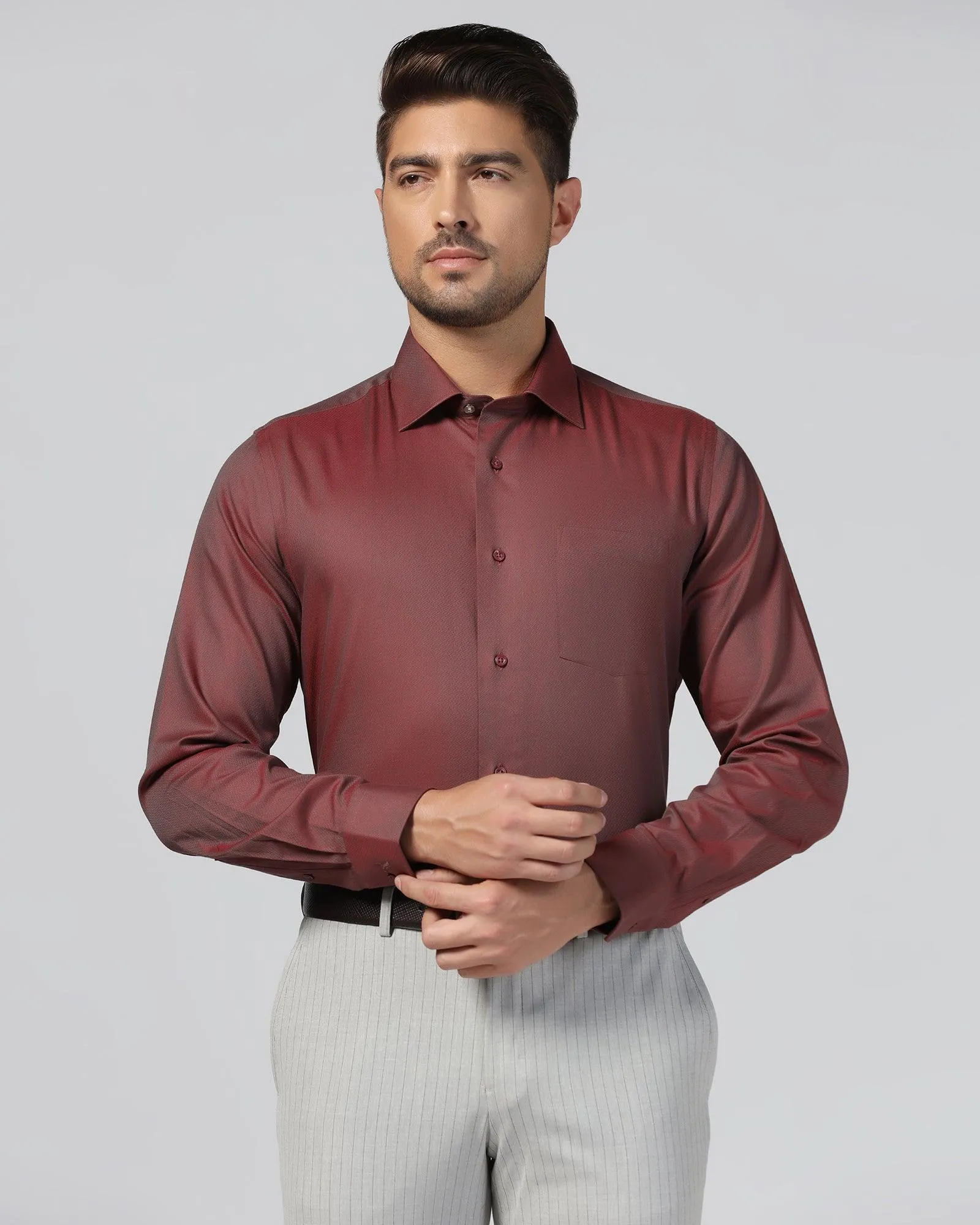 Formal Red Textured Shirt - Jim