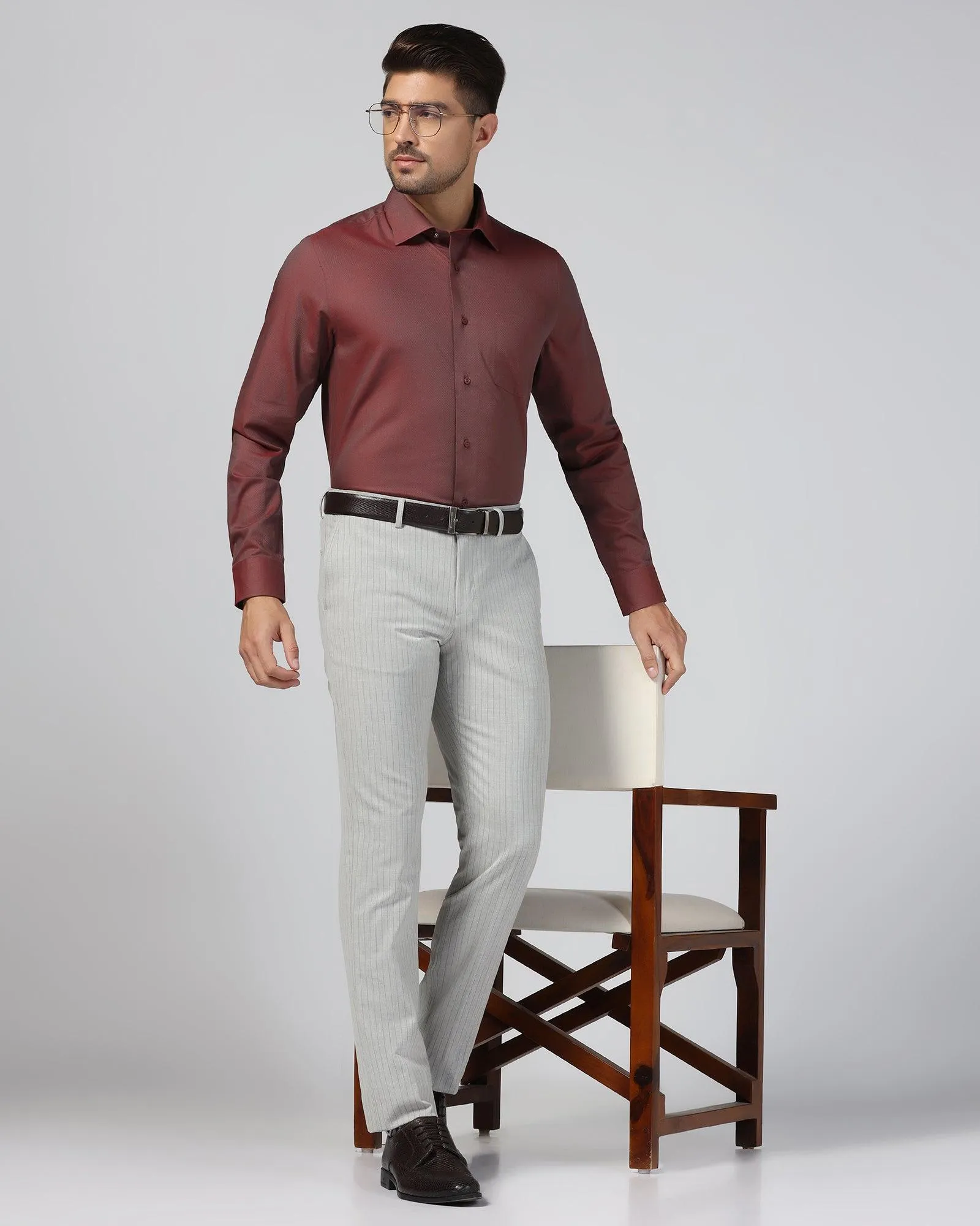 Formal Red Textured Shirt - Jim