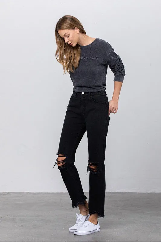 Frayed Straight Leg Jeans *Online Only*