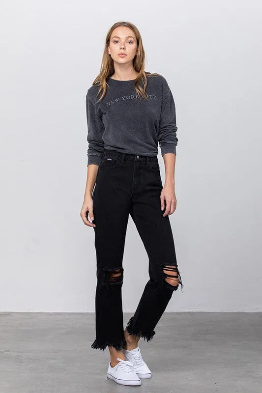 Frayed Straight Leg Jeans *Online Only*