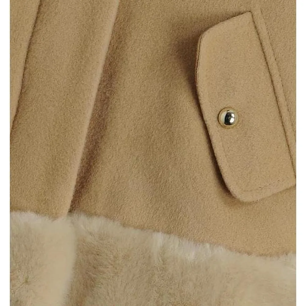 Girls Beige Wool Coat