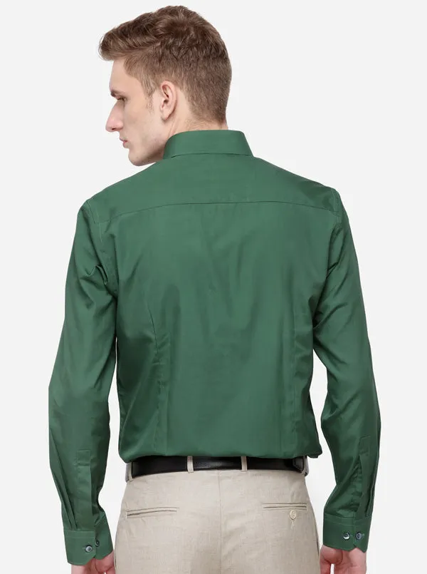 Green Solid Slim Fit Party Wear Shirt | Wyre