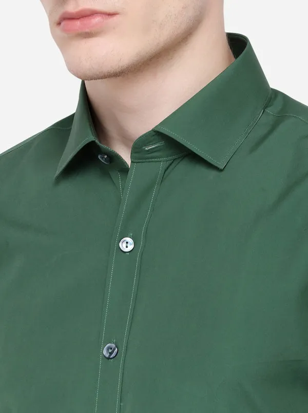 Green Solid Slim Fit Party Wear Shirt | Wyre