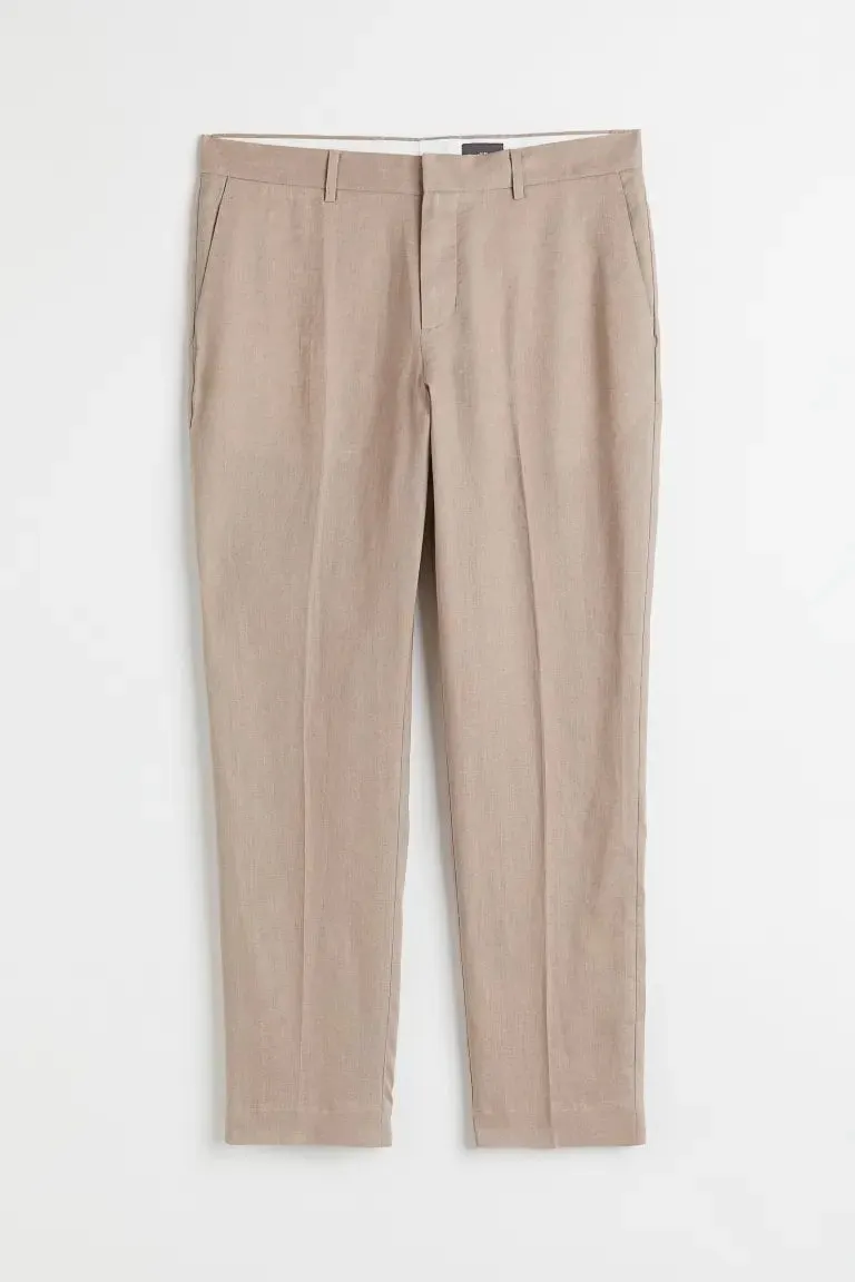 H&M Slim Fit Linen Suit Pants, beige