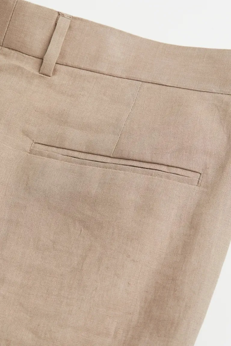 H&M Slim Fit Linen Suit Pants, beige