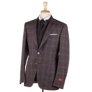 Isaia Brown and Violet Check 140s Wool Sport Coat