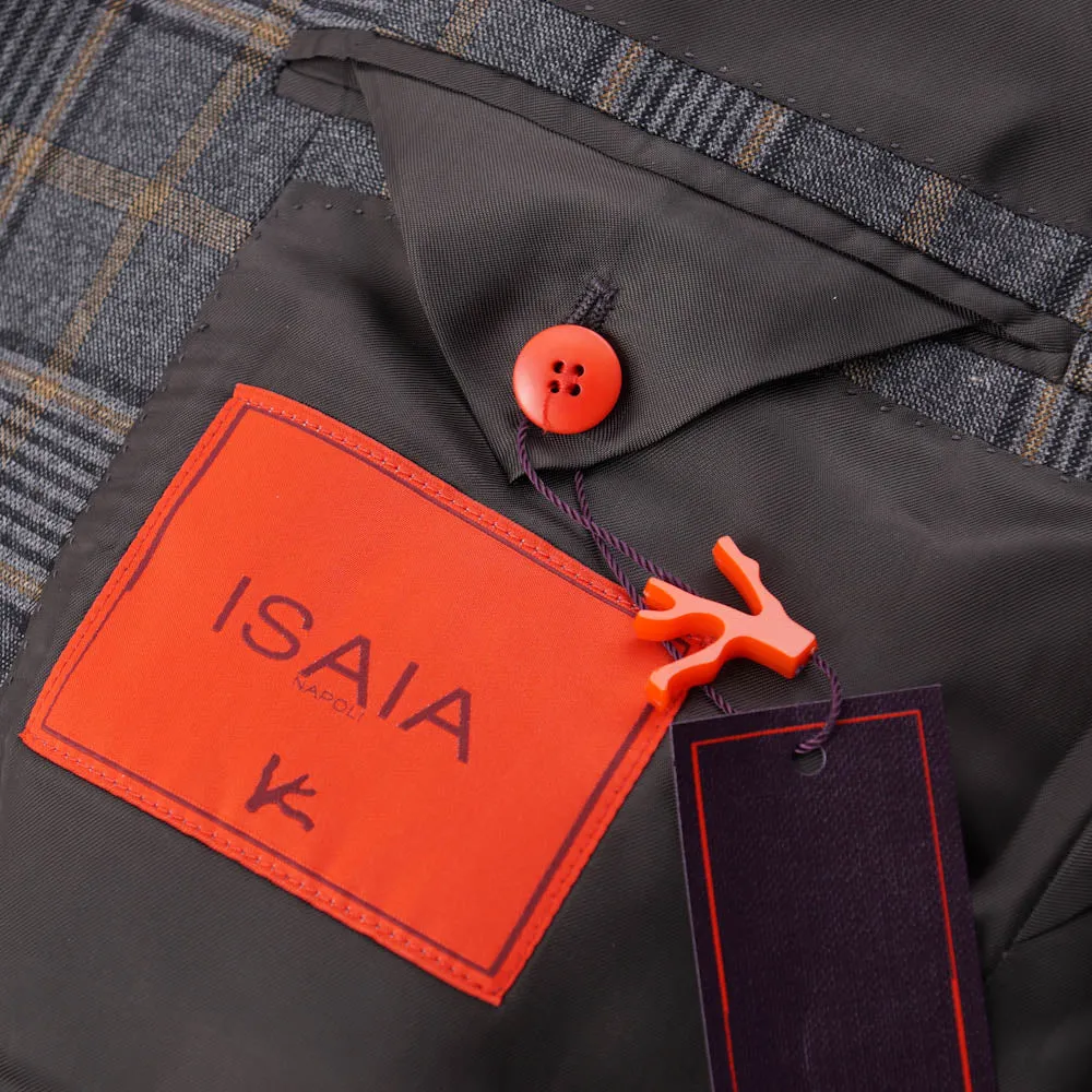 Isaia Gray and Tan Check 140s Wool Sport Coat