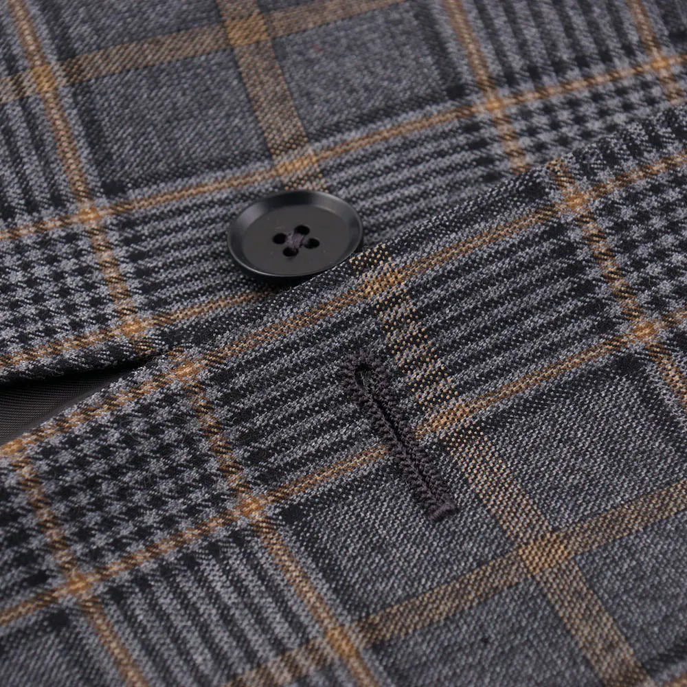 Isaia Gray and Tan Check 140s Wool Sport Coat