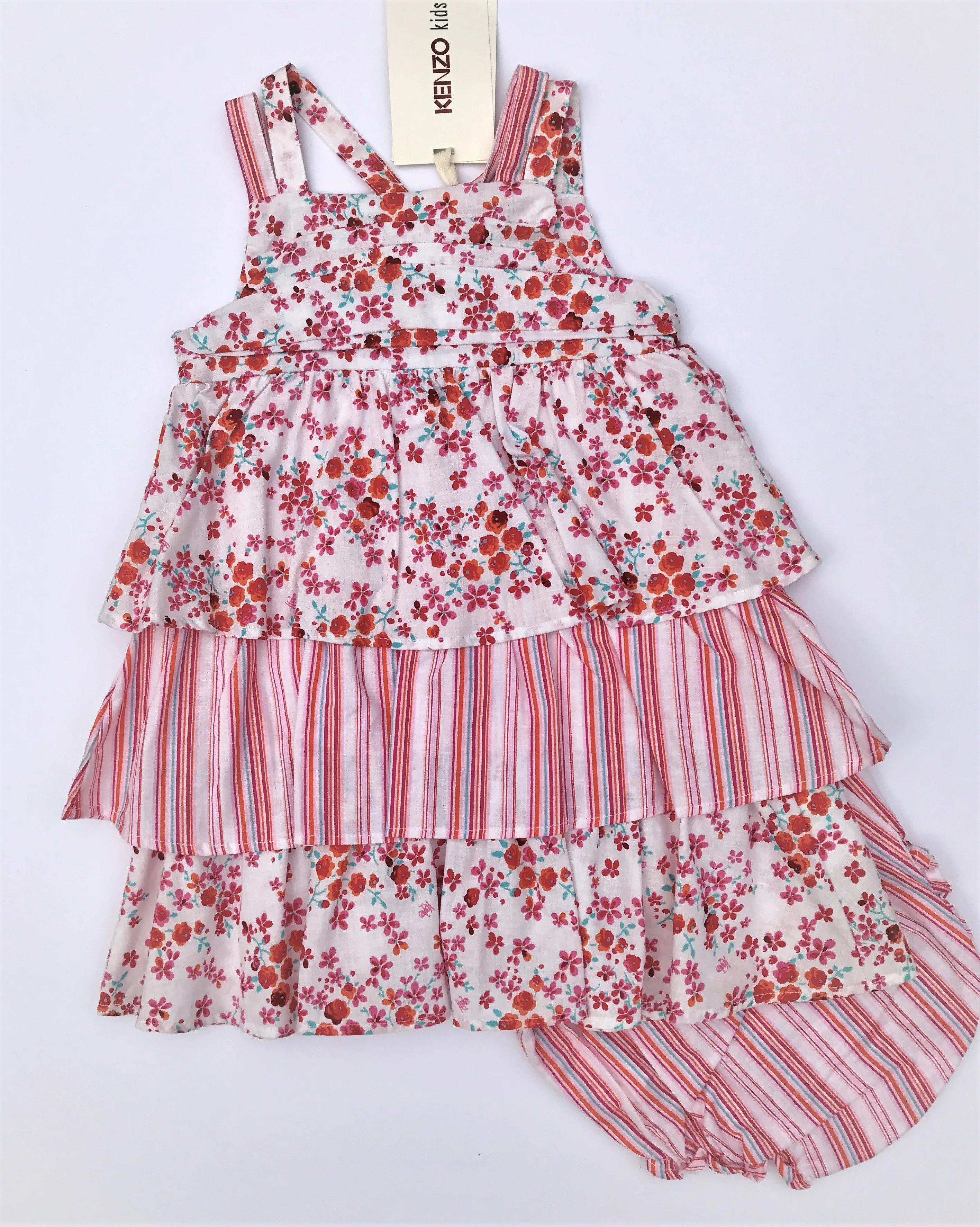 Kenzo Of France 2Pc Tiered Floral Sundress With Diaper Cover