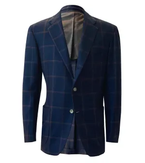 KITON Cashmere Navy with Brown/Rust Windowpane Sport Coat